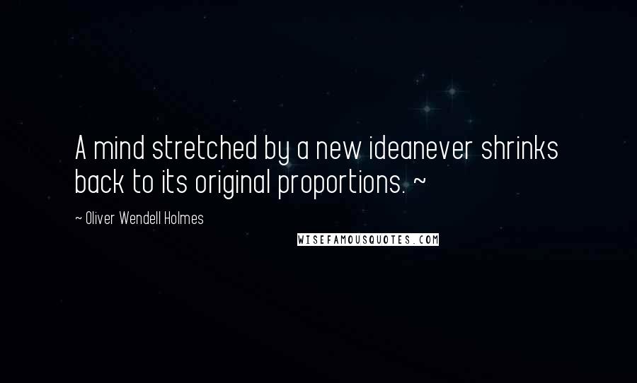 Oliver Wendell Holmes Quotes: A mind stretched by a new ideanever shrinks back to its original proportions. ~