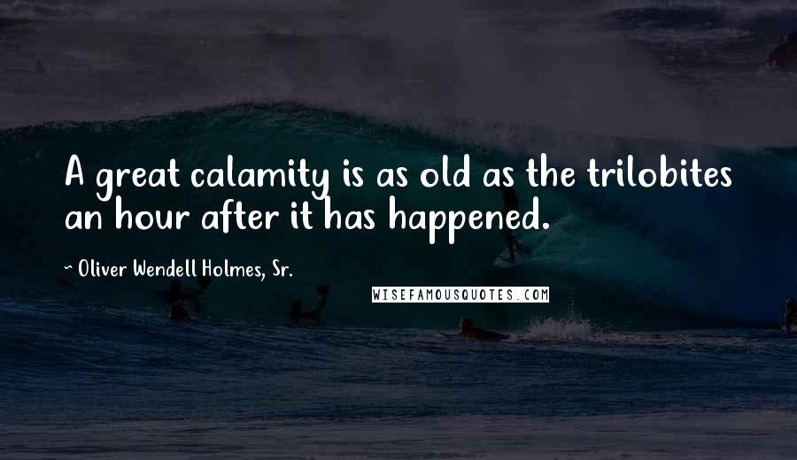 Oliver Wendell Holmes, Sr. Quotes: A great calamity is as old as the trilobites an hour after it has happened.