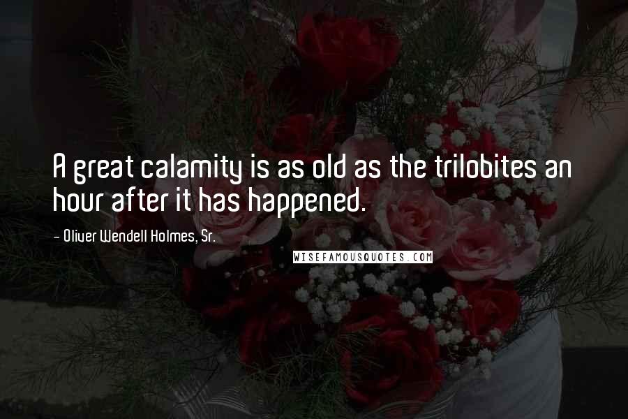 Oliver Wendell Holmes, Sr. Quotes: A great calamity is as old as the trilobites an hour after it has happened.