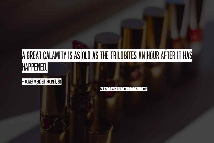 Oliver Wendell Holmes, Sr. Quotes: A great calamity is as old as the trilobites an hour after it has happened.