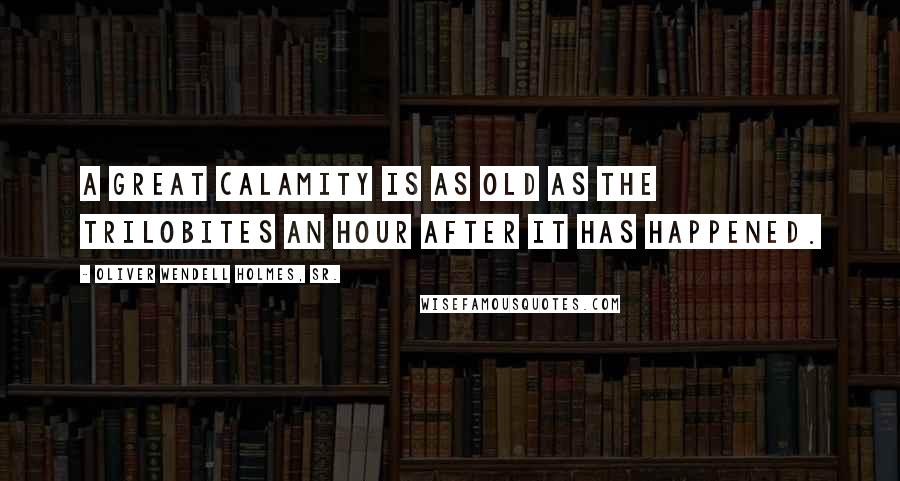 Oliver Wendell Holmes, Sr. Quotes: A great calamity is as old as the trilobites an hour after it has happened.