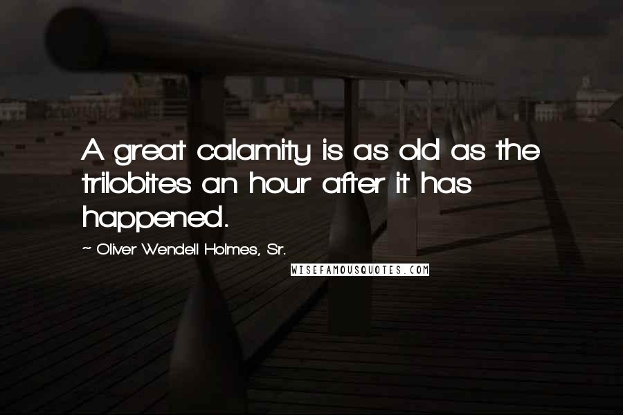 Oliver Wendell Holmes, Sr. Quotes: A great calamity is as old as the trilobites an hour after it has happened.
