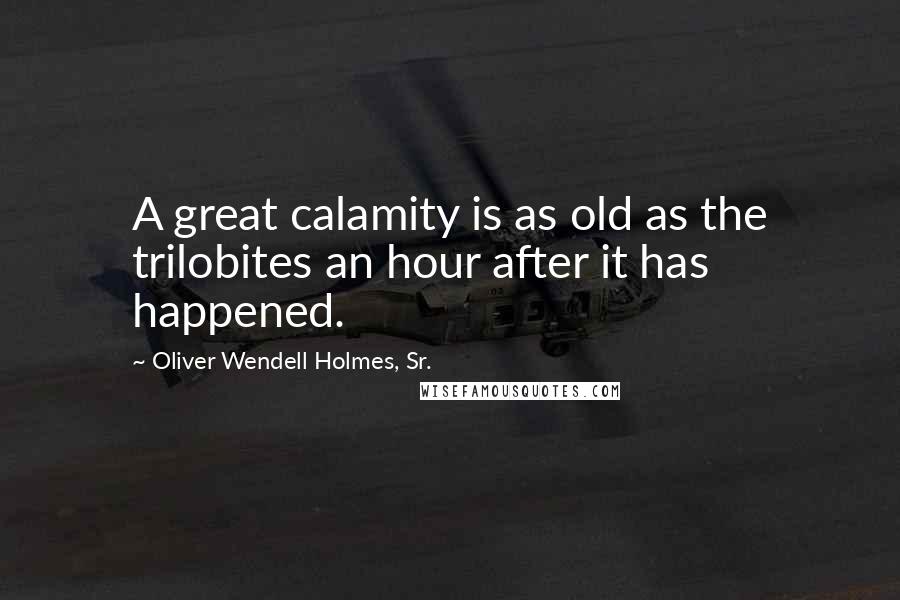 Oliver Wendell Holmes, Sr. Quotes: A great calamity is as old as the trilobites an hour after it has happened.