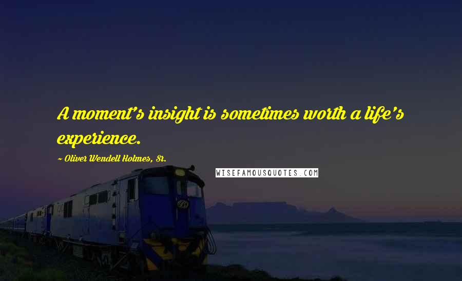 Oliver Wendell Holmes, Sr. Quotes: A moment's insight is sometimes worth a life's experience.