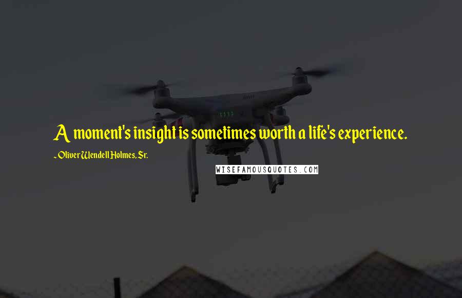 Oliver Wendell Holmes, Sr. Quotes: A moment's insight is sometimes worth a life's experience.