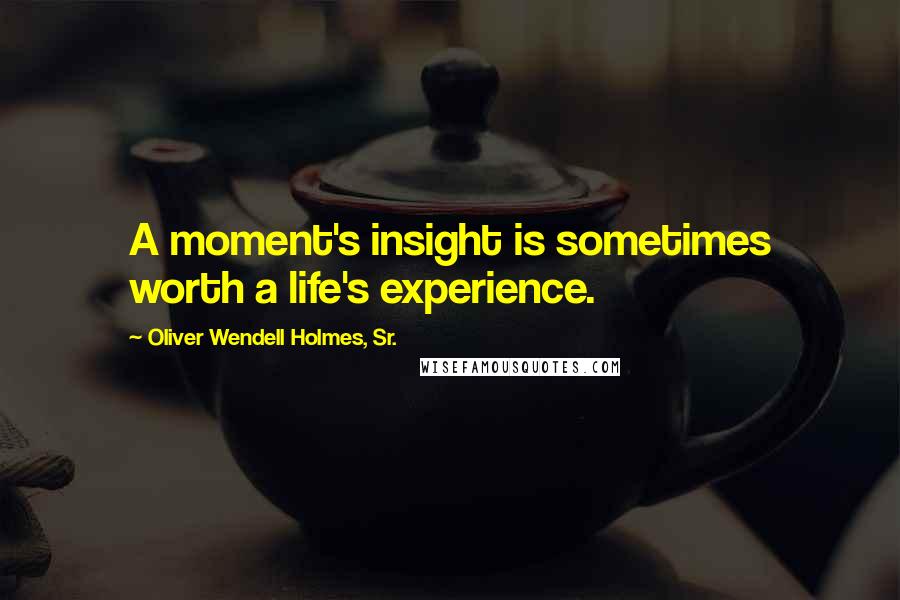 Oliver Wendell Holmes, Sr. Quotes: A moment's insight is sometimes worth a life's experience.