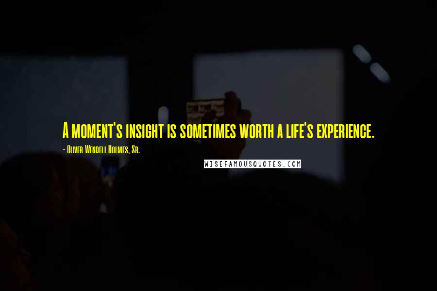 Oliver Wendell Holmes, Sr. Quotes: A moment's insight is sometimes worth a life's experience.