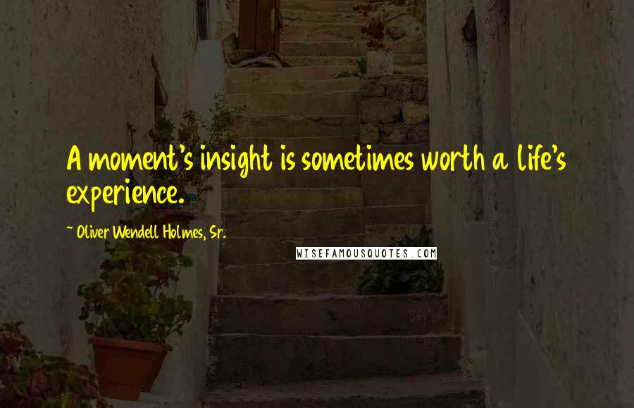 Oliver Wendell Holmes, Sr. Quotes: A moment's insight is sometimes worth a life's experience.