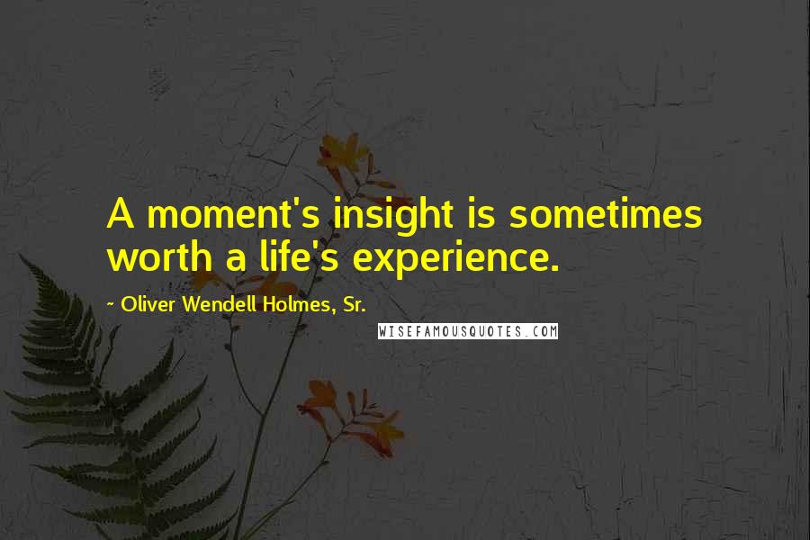 Oliver Wendell Holmes, Sr. Quotes: A moment's insight is sometimes worth a life's experience.