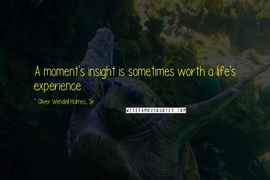 Oliver Wendell Holmes, Sr. Quotes: A moment's insight is sometimes worth a life's experience.