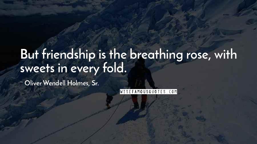 Oliver Wendell Holmes, Sr. Quotes: But friendship is the breathing rose, with sweets in every fold.