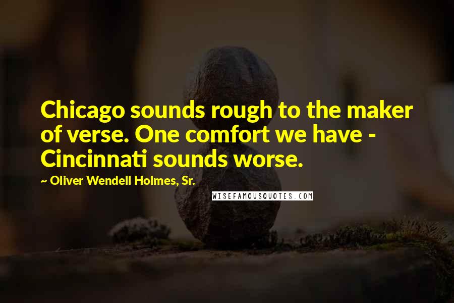 Oliver Wendell Holmes, Sr. Quotes: Chicago sounds rough to the maker of verse. One comfort we have - Cincinnati sounds worse.