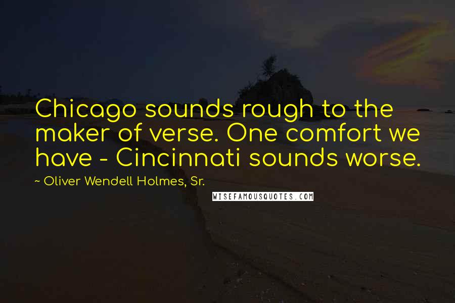 Oliver Wendell Holmes, Sr. Quotes: Chicago sounds rough to the maker of verse. One comfort we have - Cincinnati sounds worse.