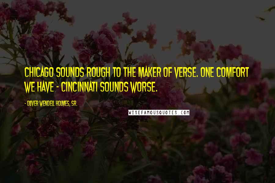 Oliver Wendell Holmes, Sr. Quotes: Chicago sounds rough to the maker of verse. One comfort we have - Cincinnati sounds worse.
