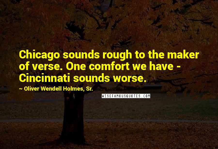 Oliver Wendell Holmes, Sr. Quotes: Chicago sounds rough to the maker of verse. One comfort we have - Cincinnati sounds worse.
