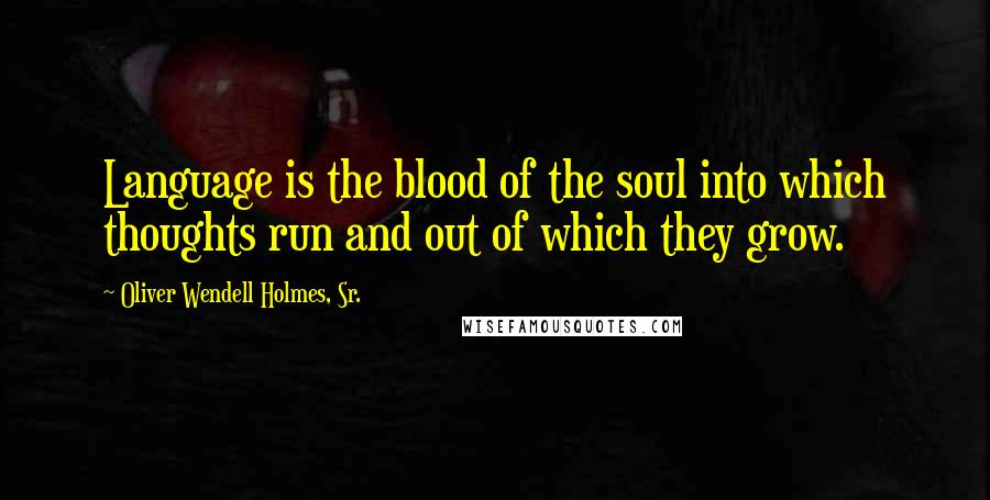 Oliver Wendell Holmes, Sr. Quotes: Language is the blood of the soul into which thoughts run and out of which they grow.