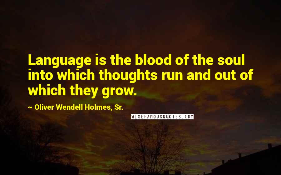 Oliver Wendell Holmes, Sr. Quotes: Language is the blood of the soul into which thoughts run and out of which they grow.
