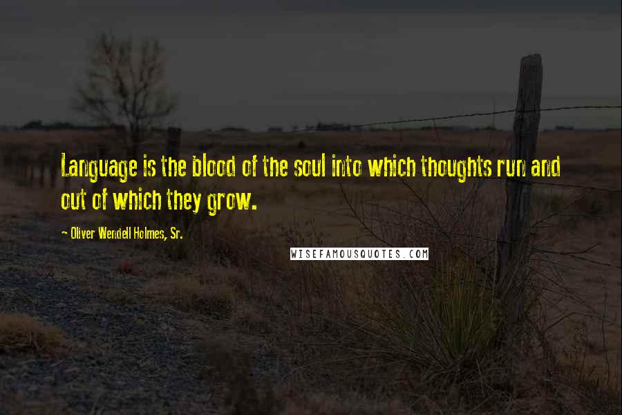 Oliver Wendell Holmes, Sr. Quotes: Language is the blood of the soul into which thoughts run and out of which they grow.