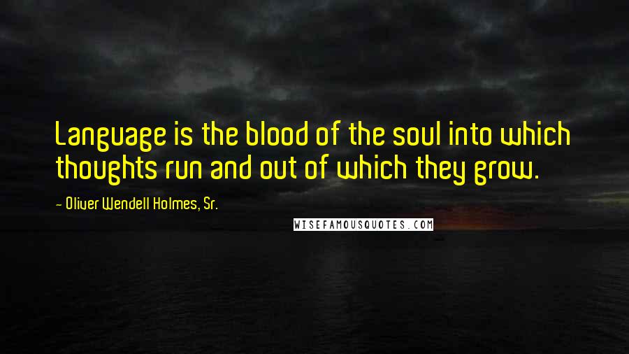 Oliver Wendell Holmes, Sr. Quotes: Language is the blood of the soul into which thoughts run and out of which they grow.