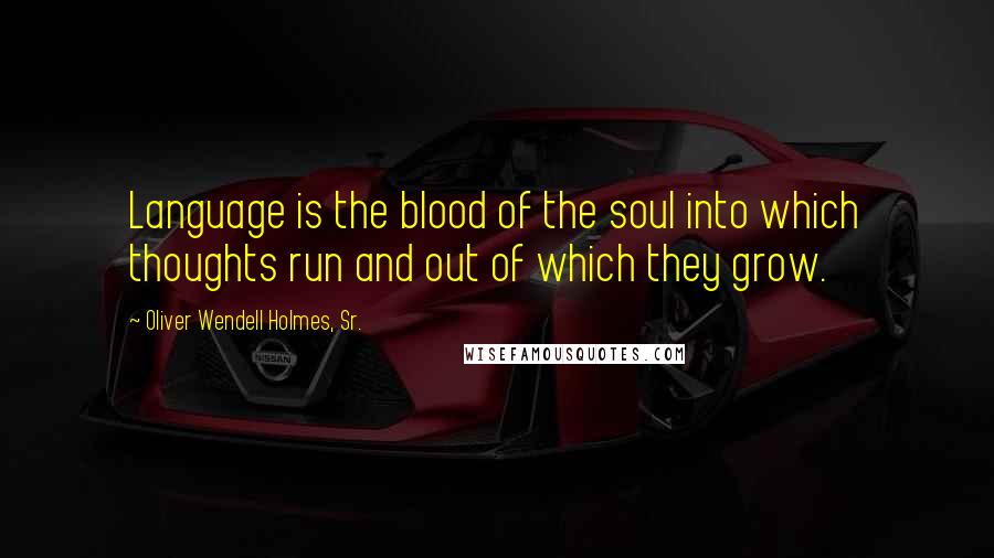 Oliver Wendell Holmes, Sr. Quotes: Language is the blood of the soul into which thoughts run and out of which they grow.