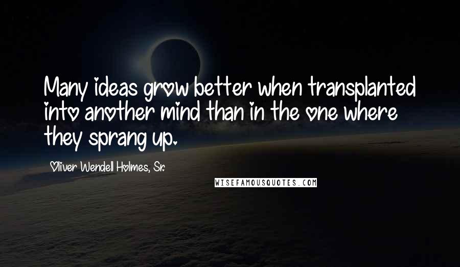 Oliver Wendell Holmes, Sr. Quotes: Many ideas grow better when transplanted into another mind than in the one where they sprang up.