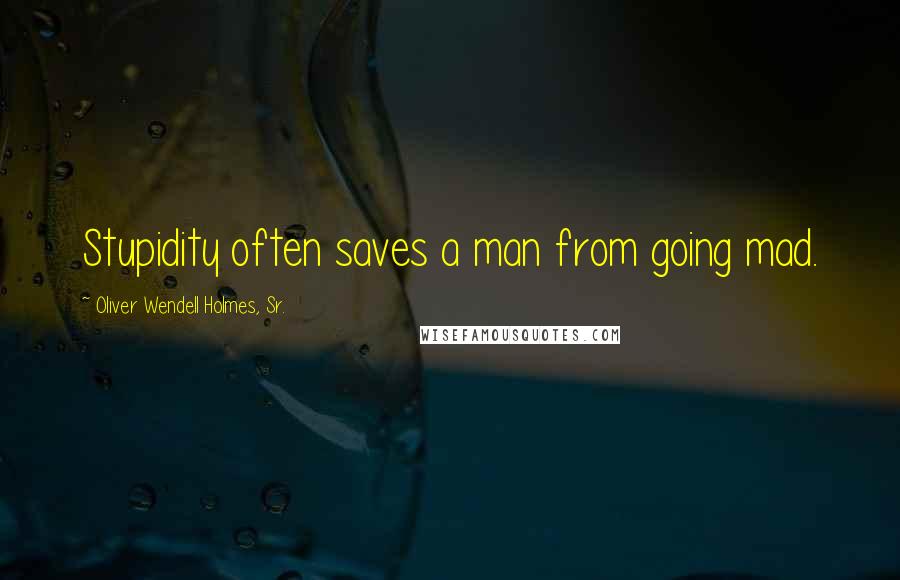 Oliver Wendell Holmes, Sr. Quotes: Stupidity often saves a man from going mad.