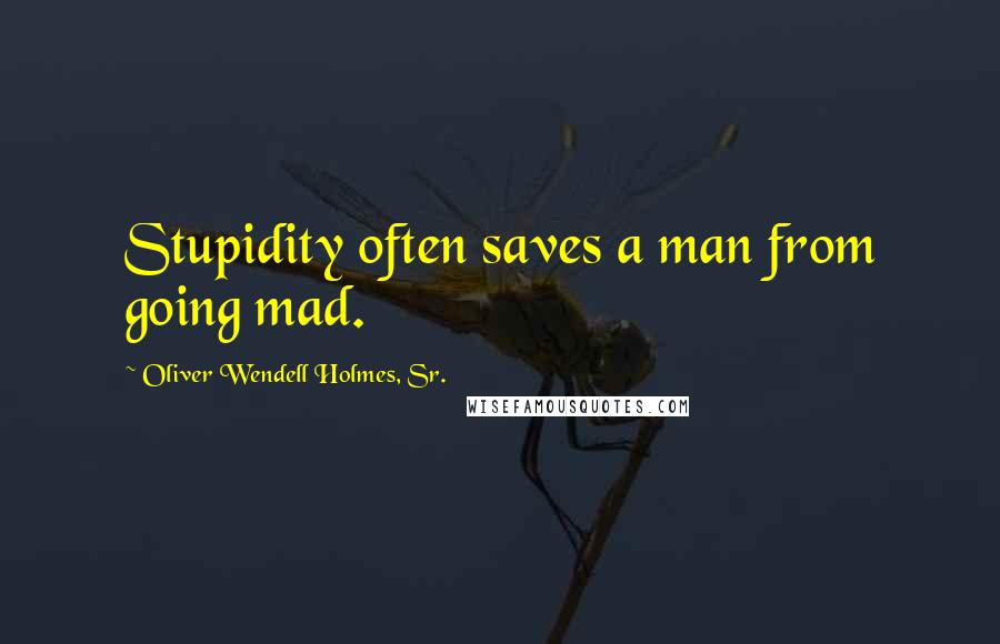 Oliver Wendell Holmes, Sr. Quotes: Stupidity often saves a man from going mad.