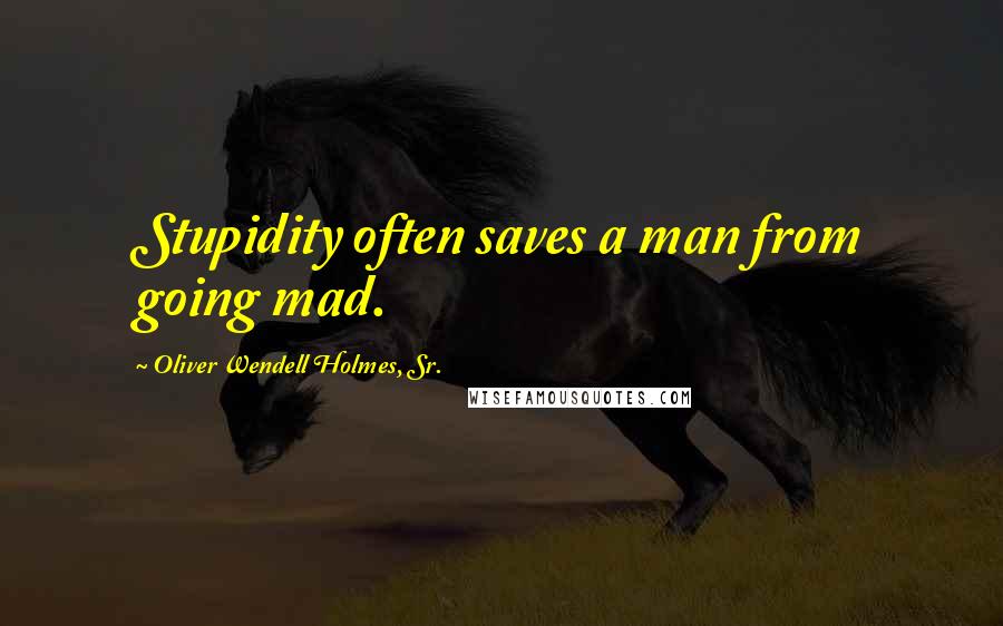 Oliver Wendell Holmes, Sr. Quotes: Stupidity often saves a man from going mad.