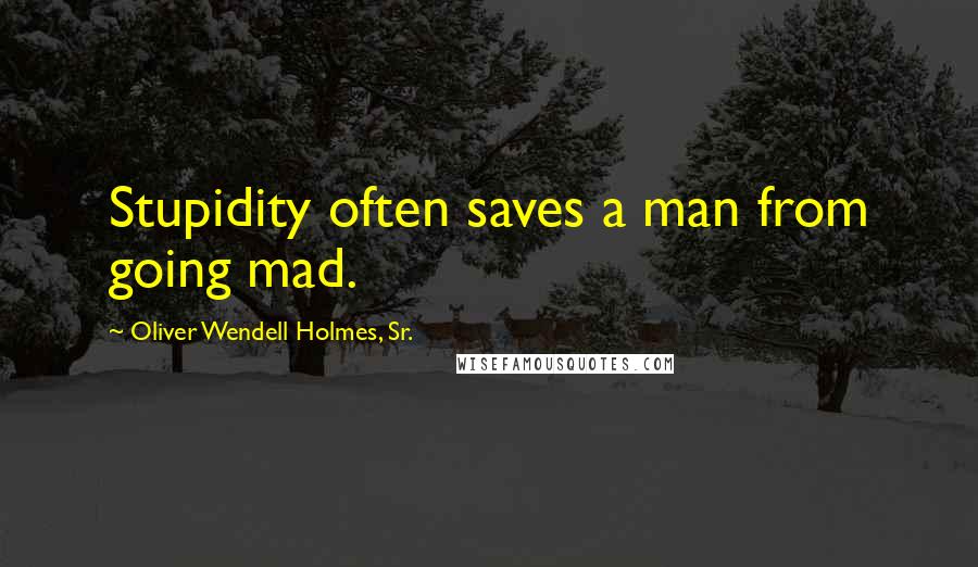 Oliver Wendell Holmes, Sr. Quotes: Stupidity often saves a man from going mad.