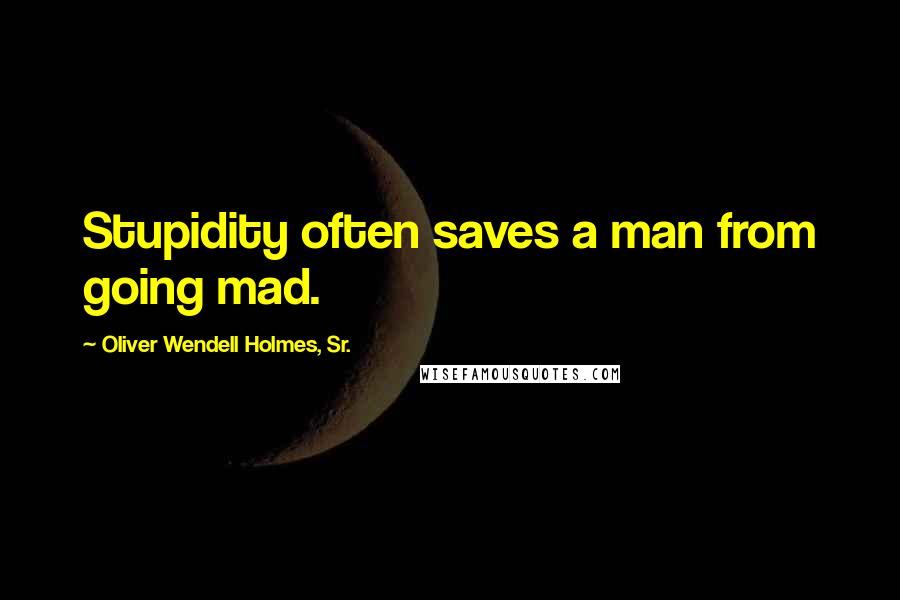 Oliver Wendell Holmes, Sr. Quotes: Stupidity often saves a man from going mad.