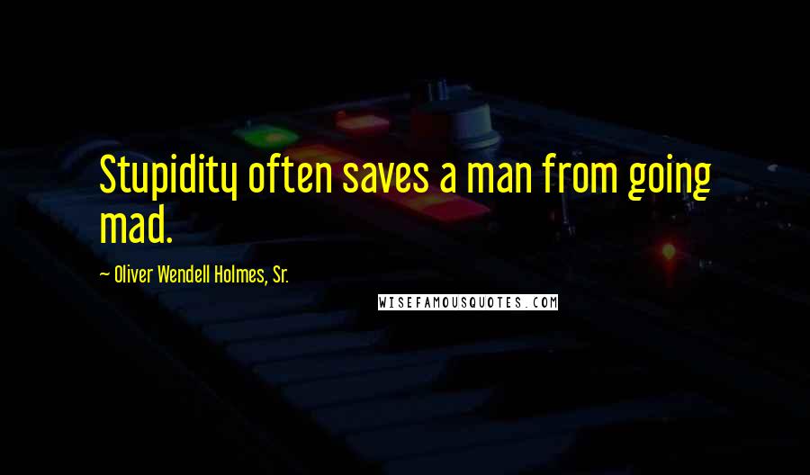 Oliver Wendell Holmes, Sr. Quotes: Stupidity often saves a man from going mad.