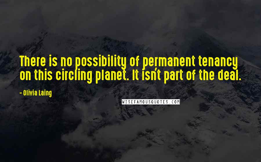 Olivia Laing Quotes: There is no possibility of permanent tenancy on this circling planet. It isn't part of the deal.