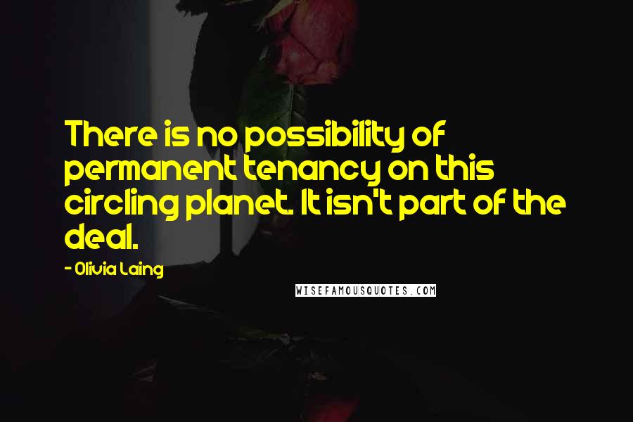 Olivia Laing Quotes: There is no possibility of permanent tenancy on this circling planet. It isn't part of the deal.