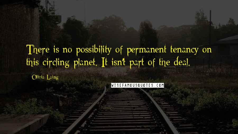 Olivia Laing Quotes: There is no possibility of permanent tenancy on this circling planet. It isn't part of the deal.