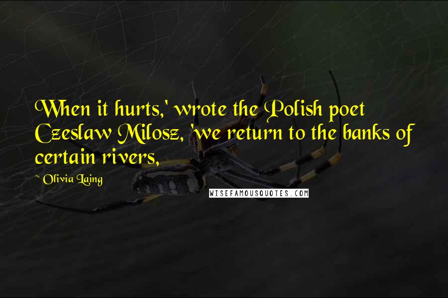 Olivia Laing Quotes: When it hurts,' wrote the Polish poet Czeslaw Milosz, 'we return to the banks of certain rivers,