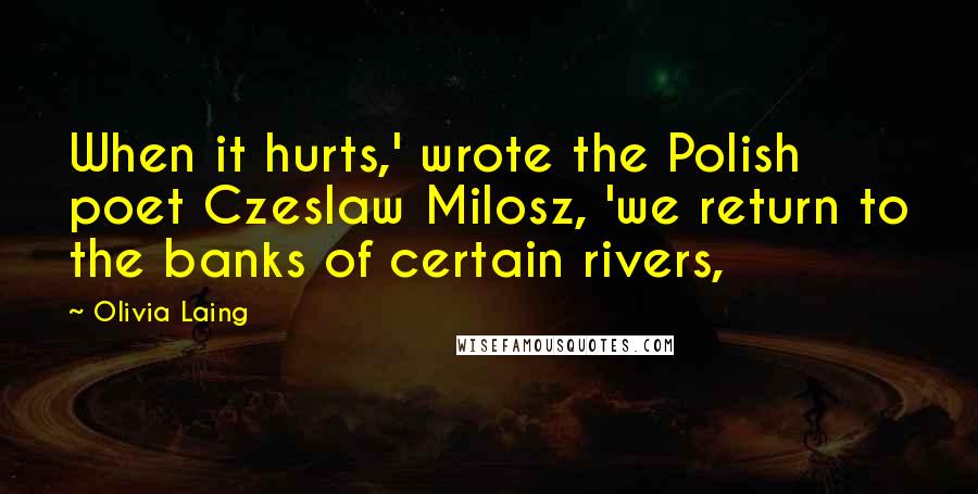 Olivia Laing Quotes: When it hurts,' wrote the Polish poet Czeslaw Milosz, 'we return to the banks of certain rivers,