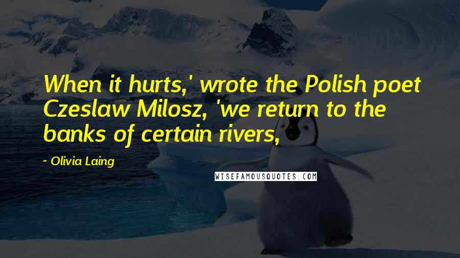 Olivia Laing Quotes: When it hurts,' wrote the Polish poet Czeslaw Milosz, 'we return to the banks of certain rivers,