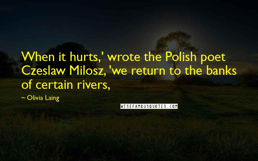 Olivia Laing Quotes: When it hurts,' wrote the Polish poet Czeslaw Milosz, 'we return to the banks of certain rivers,