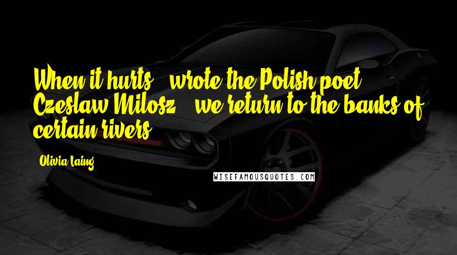 Olivia Laing Quotes: When it hurts,' wrote the Polish poet Czeslaw Milosz, 'we return to the banks of certain rivers,