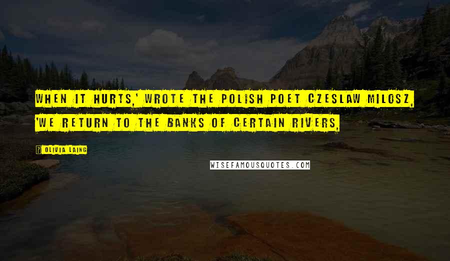 Olivia Laing Quotes: When it hurts,' wrote the Polish poet Czeslaw Milosz, 'we return to the banks of certain rivers,