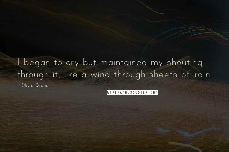 Olivia Sudjic Quotes: I began to cry but maintained my shouting through it, like a wind through sheets of rain.