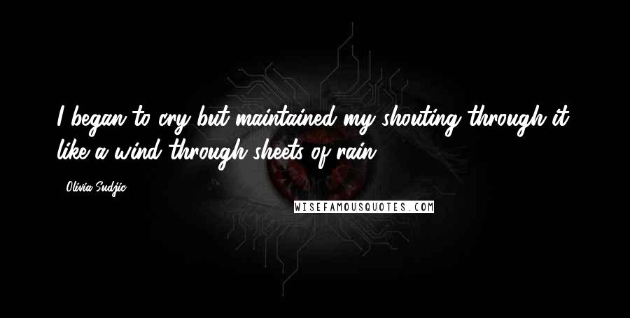 Olivia Sudjic Quotes: I began to cry but maintained my shouting through it, like a wind through sheets of rain.