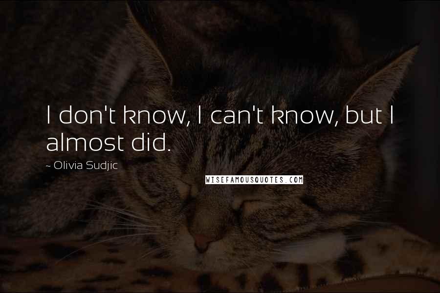 Olivia Sudjic Quotes: I don't know, I can't know, but I almost did.