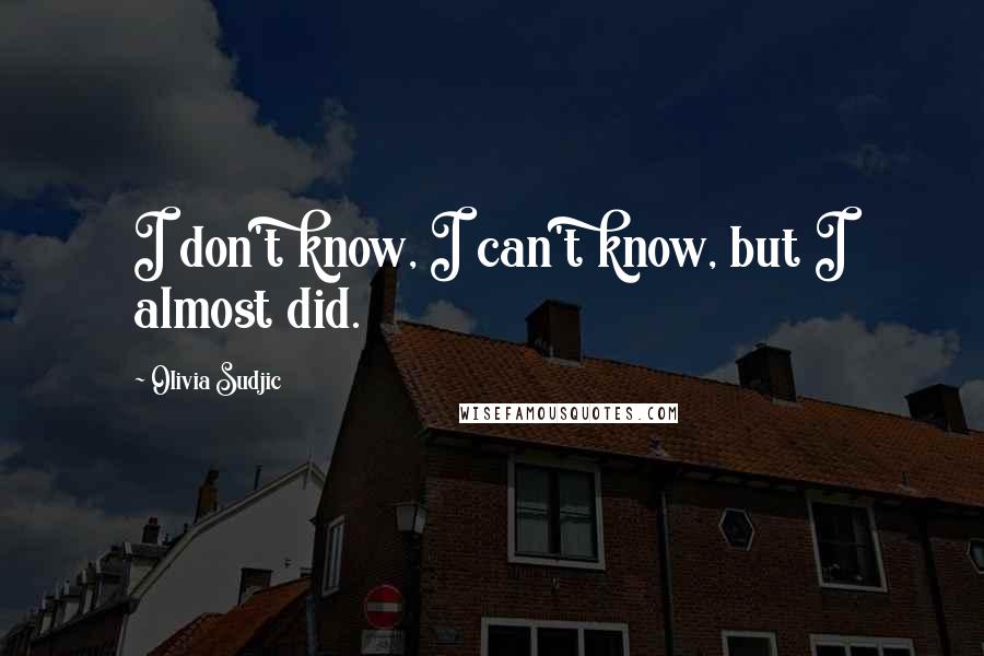 Olivia Sudjic Quotes: I don't know, I can't know, but I almost did.