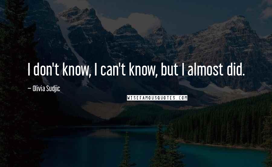 Olivia Sudjic Quotes: I don't know, I can't know, but I almost did.