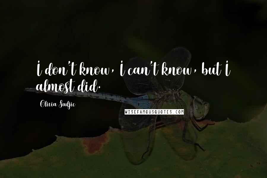 Olivia Sudjic Quotes: I don't know, I can't know, but I almost did.