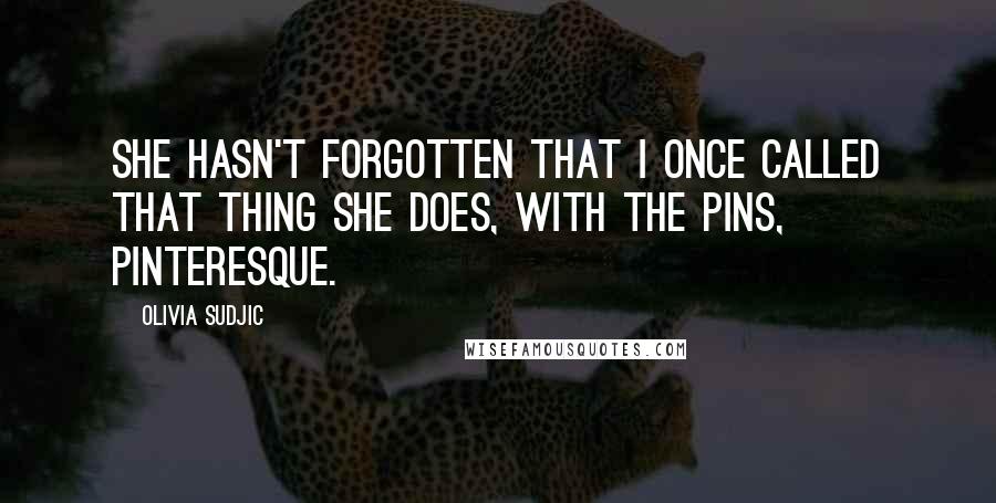 Olivia Sudjic Quotes: She hasn't forgotten that I once called that thing she does, with the pins, Pinteresque.