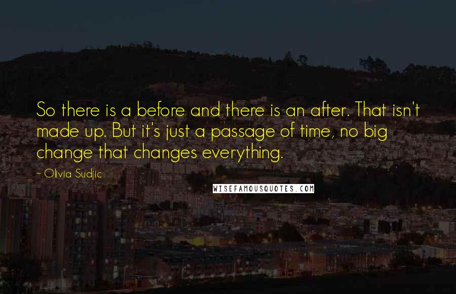 Olivia Sudjic Quotes: So there is a before and there is an after. That isn't made up. But it's just a passage of time, no big change that changes everything.