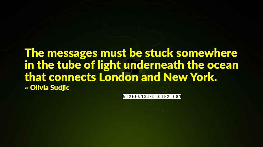 Olivia Sudjic Quotes: The messages must be stuck somewhere in the tube of light underneath the ocean that connects London and New York.