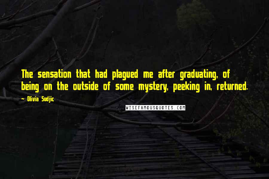 Olivia Sudjic Quotes: The sensation that had plagued me after graduating, of being on the outside of some mystery, peeking in, returned.